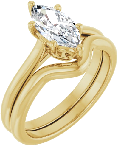 Sužadėtuvių Žiedas „Solitaire“ 585 Geltonojo Aukso Marquise 10mm x 5mm (6)
