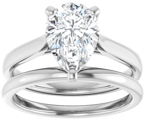 Sužadėtuvių Žiedas „Solitaire“ 585 Baltojo Aukso Pear Shape 10mm x 7mm (8)