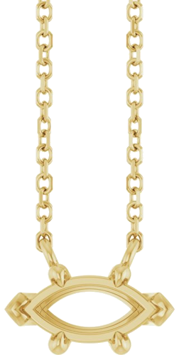 14K Yellow 8x4 mm Marquise 6-Prong V-End 18  Necklace Mounting (1)
