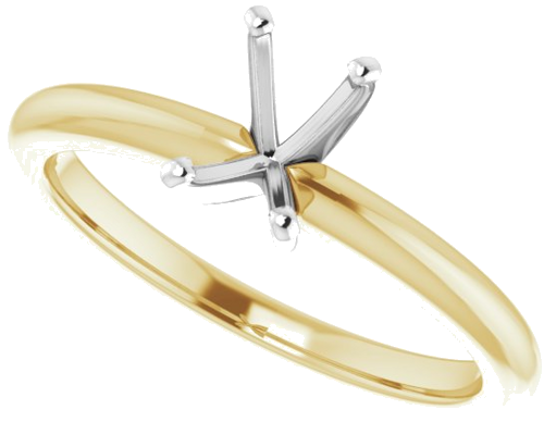 14K Yellow   White  6x4 mm Emerald Solitaire Engagement Ring Mounting (5)