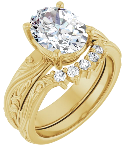 Sužadėtuvių Žiedas „Solitaire Sculptural“ 14k yellow gold Oval 10mm x 8mm (6)