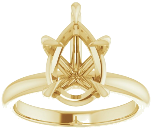 14K Yellow 12x8 mm Pear Solitaire Engagement Ring Mounting (3)