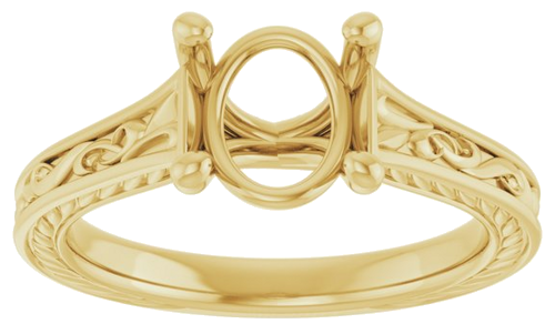 Sužadėtuvių Žiedas „Solitaire Scroll“ 14k yellow gold Oval 9mm x 7mm (3)