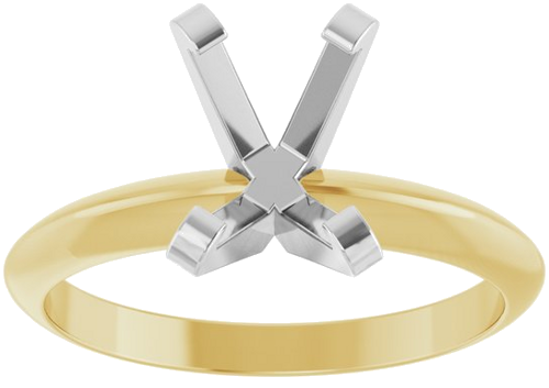 14K Yellow White 7x5 mm Emerald Solitaire Engagement Ring Mounting (3)