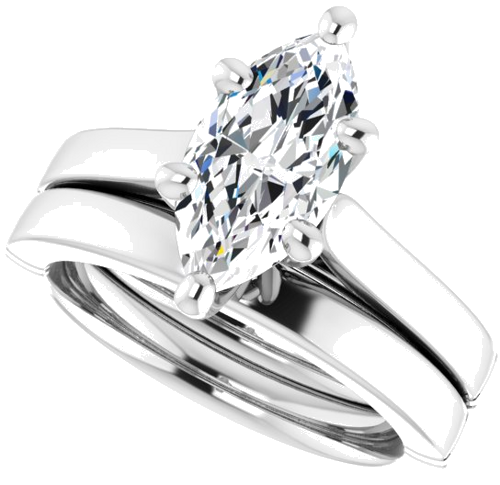 Sužadėtuvių Žiedas „Solitaire“ 585 Baltojo Aukso Marquise 12mm x 6mm (10)