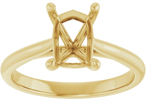 14K Yellow 8x6 mm Emerald Solitaire Engagement Ring Mounting (3)