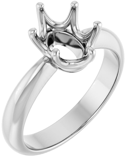 Sužadėtuvių Žiedas „Solitaire Crown-Inspired“ 14k white gold Oval 9mm x 7mm (1)