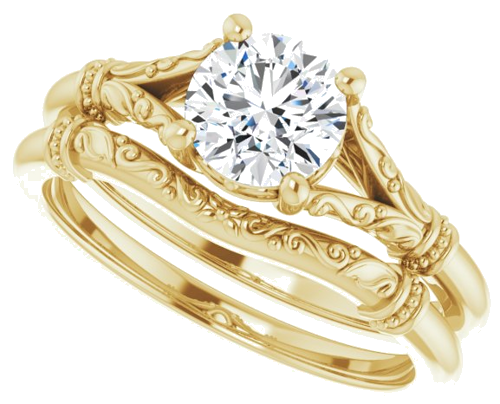 Sužadėtuvių Žiedas „Sculptural“ 18k yellow gold Round 6mm (10)