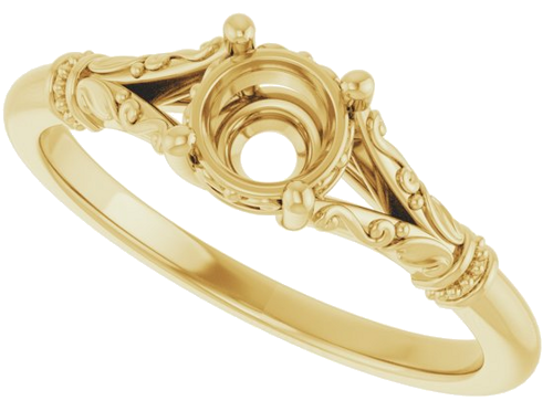 Sužadėtuvių Žiedas „Sculptural“ 14k yellow gold Round 5.2mm (5)