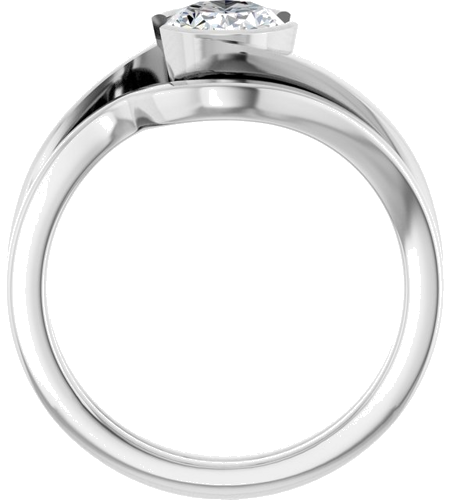 Sužadėtuvių Žiedas „Half-Bezel Solitaire“ 14k white gold Oval 8mm x 6mm (7)