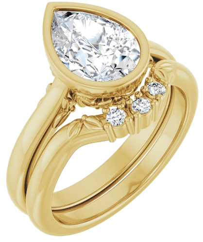 Sužadėtuvių Žiedas „Bezel-Set“ 14k yellow gold Pear 10mm x 7mm (6)