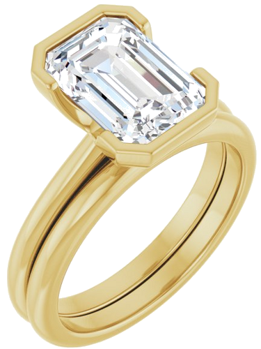 Sužadėtuvių Žiedas „Half-Bezel“ 14k yellow gold Emerald 10mm x 7mm (6)