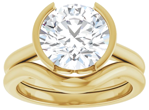 Sužadėtuvių Žiedas „Half Bezel Solitaire“ 585 Geltonojo Aukso Round 9.4mm (8)