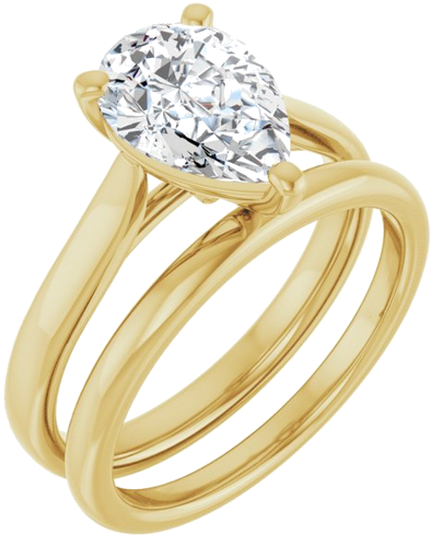 Sužadėtuvių Žiedas „Solitaire“ 585 Geltonojo Aukso Pear Shape 10mm x 7mm (6)