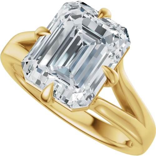 Sužadėtuvių Žiedas „Claw-Prong Split Shank Solitaire“ 14k yellow gold Emerald 8mm x 6mm (5)