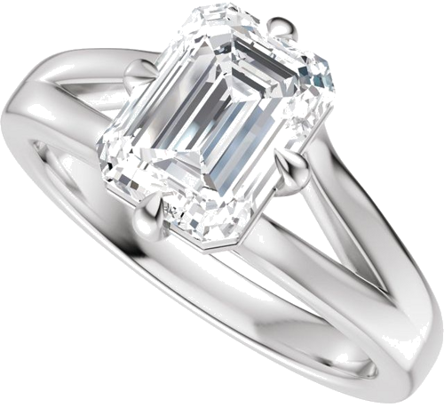 Sužadėtuvių Žiedas „Claw-Prong Split Shank Solitaire“ 14k white gold Emerald 9mm x 7mm (5)
