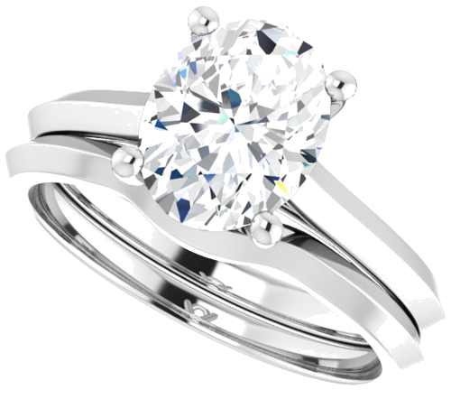 Sužadėtuvių Žiedas „Claw-Prong“ 14k white gold Oval 9mm x 7mm (10)
