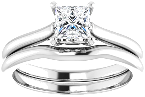 14K White 4.5 mm Square Solitaire Engagement Ring Mounting (8)