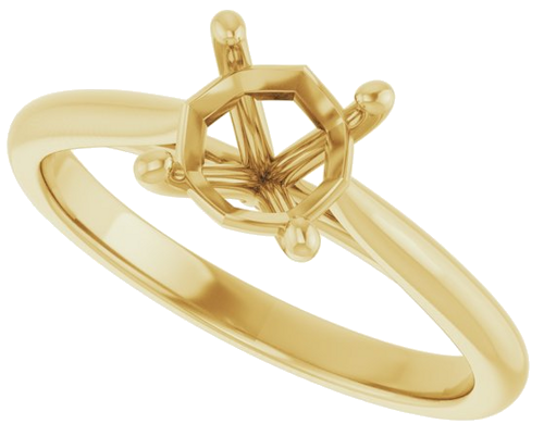 Sužadėtuvių Žiedas „Solitaire“ 585 Geltonojo Aukso Cushion 6mm (5)