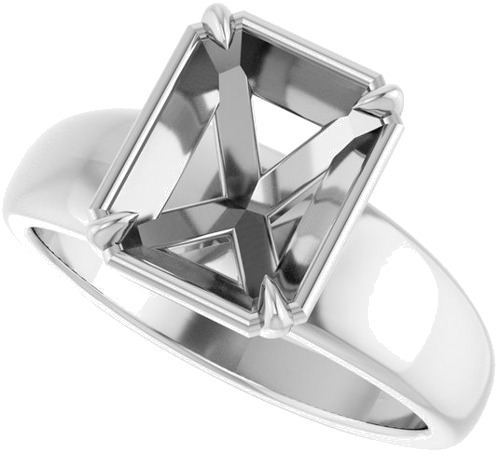 Sužadėtuvių Žiedas „Claw-Prong Solitaire Bezel-Style“ 14k white gold Emerald 9mm x 7mm (5)