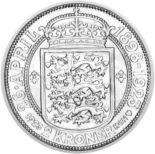 2 kronos Christian X sidabrinės vestuvės 1923 Danija sidabrinė moneta (2)