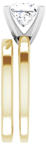 14K Yellow White 6.5x6.5 mm Square Solitaire Engagement Ring Mounting (9)