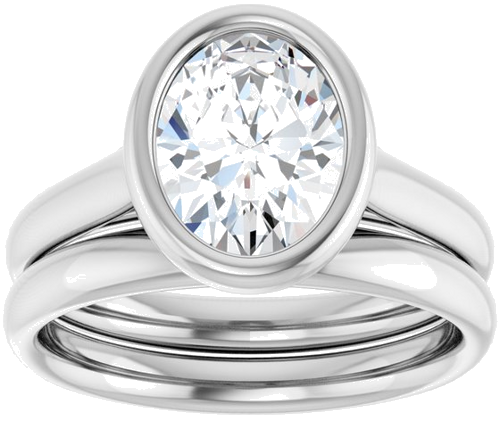 Sužadėtuvių Žiedas „Bezel-Set Solitaire“ 14k white gold Oval 9mm x 7mm (8)