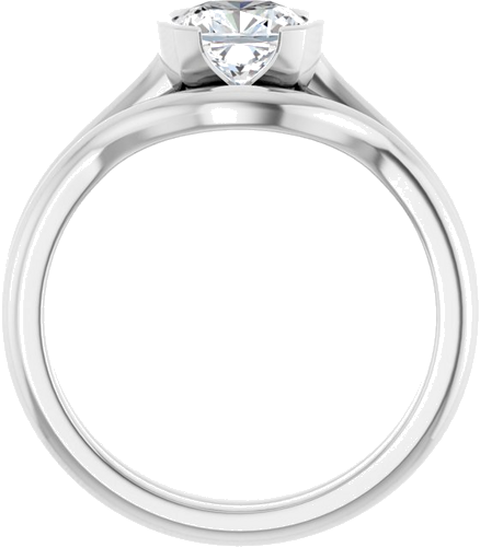 Sužadėtuvių Žiedas „Half-Bezel Solitaire“ 14k white gold Cushion 6mm (7)