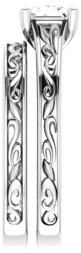 Sužadėtuvių Žiedas „Scroll Solitaire“ 585 Baltojo Aukso Square 4.5mm (9)