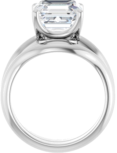 Sužadėtuvių Žiedas „Solitaire Crown-Inspired“ 14k white gold Asscher 9mm (7)