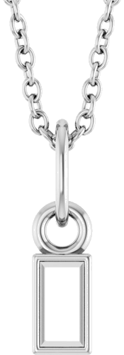 14K White 4x2 mm Straight Baguette Bezel-Set 16-18  Necklace Mounting (1)