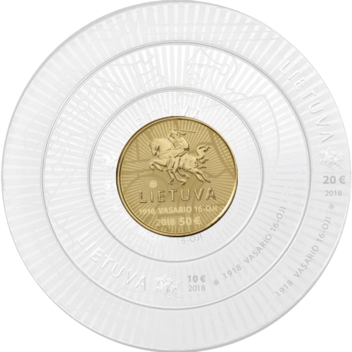 2018 Lithuania Independence act Signatories 50 € gold coin (2)