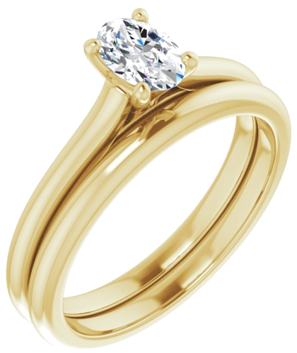 18K Yellow 6x4 mm Oval Solitaire Engagement Ring Mounting (6)