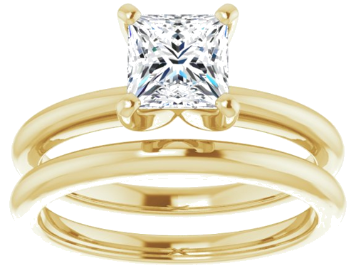 14K Yellow  5.5 mm Square Solitaire Engagement Ring Mounting (8)