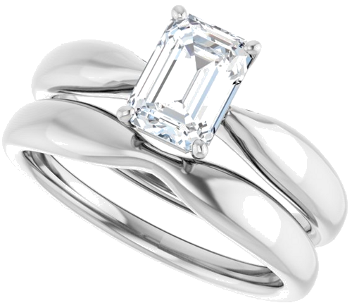 Sužadėtuvių Žiedas 14k white gold Emerald 7mm x 5mm (10)