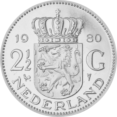 2 1/2 гилдера Юлиана (1959 - 1966) сребърна монета на Нидерландия (2)