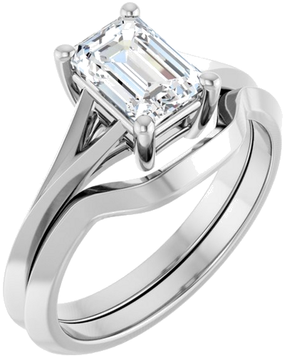 Sužadėtuvių Žiedas „Solitaire“ 585 Baltojo Aukso Emerald 7mm x 5mm (6)