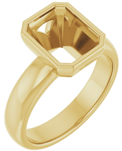 Sužadėtuvių Žiedas „Bezel-Set Solitaire“ 14k yellow gold Emerald 9mm x 7mm (1)