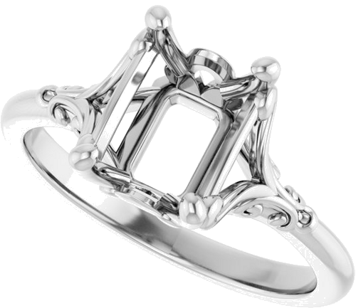 Sužadėtuvių Žiedas „Solitaire“ 14k white gold Emerald 8mm x 6mm (5)