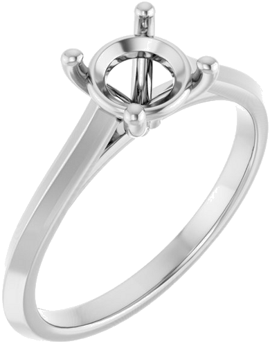 14K White 6.5 mm Round Solitaire Engagement Ring Mounting (1)