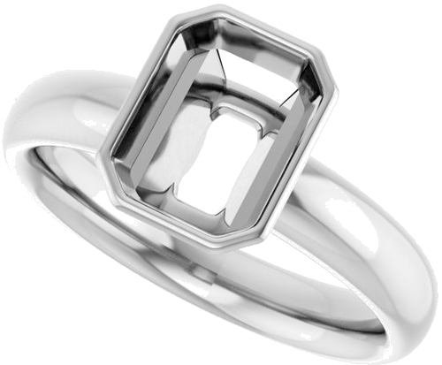 Sužadėtuvių Žiedas „Bezel-Set Solitaire“ 585 Baltojo Aukso Emerald 8mm x 6mm (5)