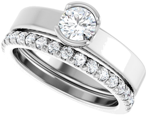 Sužadėtuvių Žiedas „Half-Bezel Solitaire“ 14k white gold Round 4.8mm (10)
