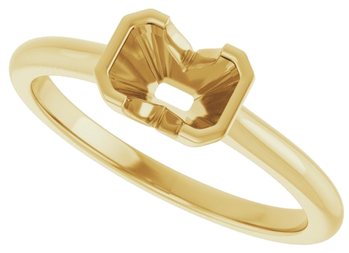 14K Yellow 6x4 mm Emerald Solitaire Engagement Ring Mounting (5)