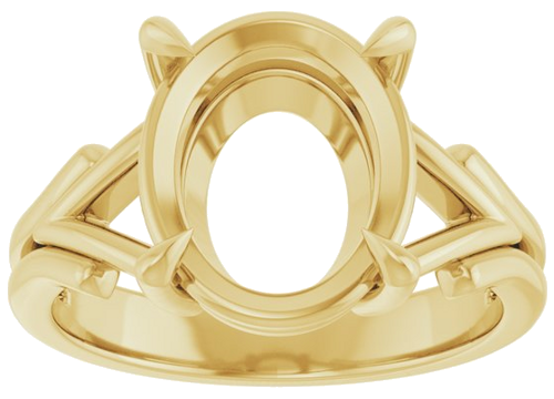 18K Yellow 12x10 mm Oval Solitaire Engagement Ring Mounting (3)