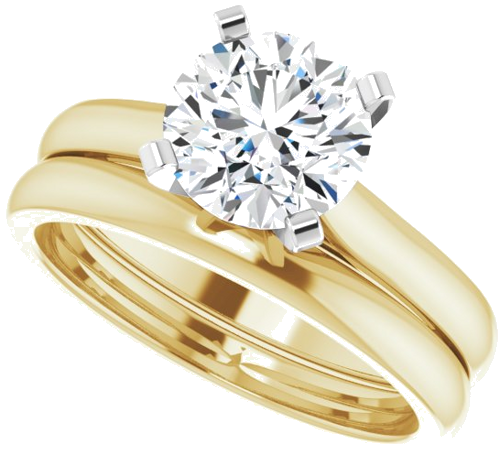 14K Yellow White 7.5 mm Round Solitaire Engagement Ring Mounting (9)