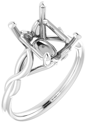 14K White  10x8 mm Emerald Solitaire Engagement Ring Mounting (1)