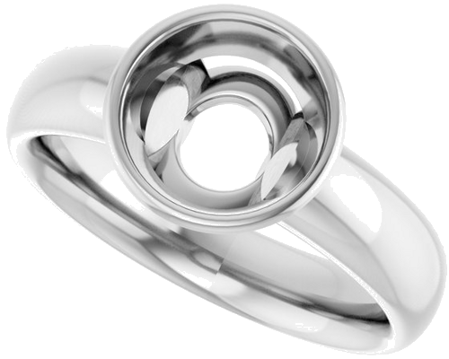 14K White 8 mm Round Engagement Ring Mounting (5)