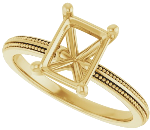 Sužadėtuvių Žiedas „Solitaire Milgrain“ 14k yellow gold Emerald 8mm x 6mm (5)