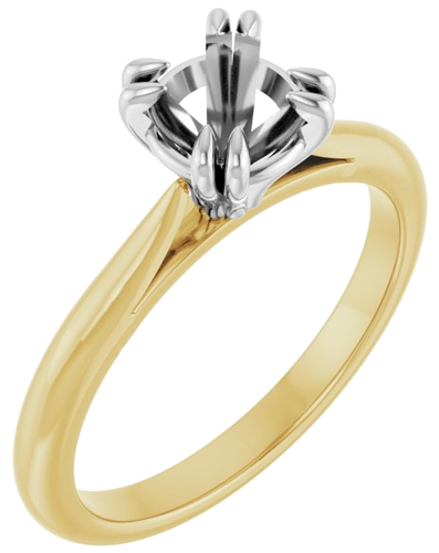 14K Yellow White 6.5 mm Round Engagement Ring Mounting (1)