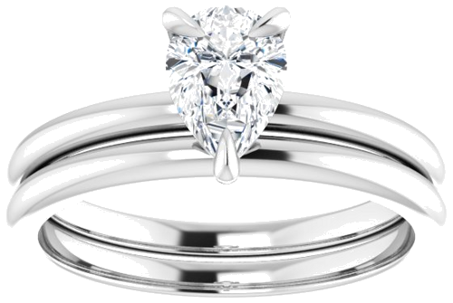 14K White  7x5 mm Pear Solitaire Engagement Ring Mounting (8)